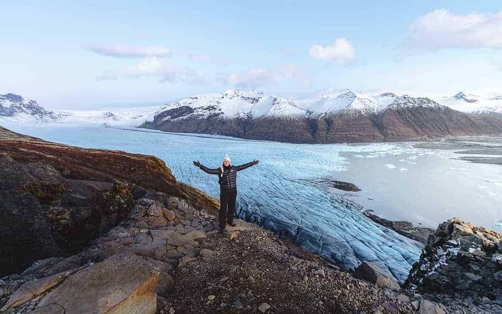 Vandretur til gletsjer udsigtsposten Sjonarnipa i Skaftafell, Island